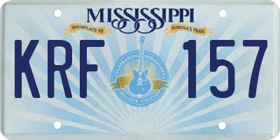 MS license plate KRF157