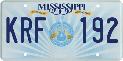 MS license plate KRF192