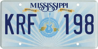 MS license plate KRF198