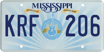 MS license plate KRF206