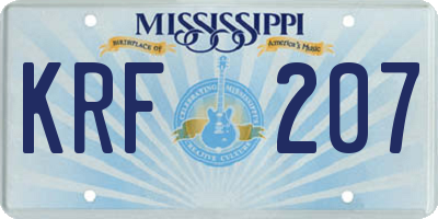 MS license plate KRF207