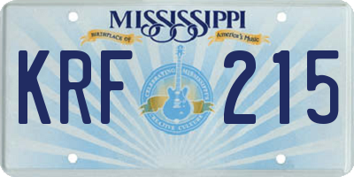 MS license plate KRF215