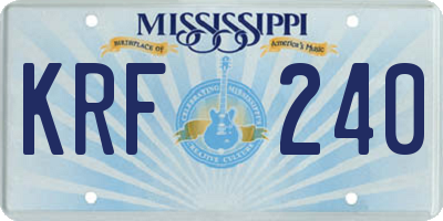 MS license plate KRF240