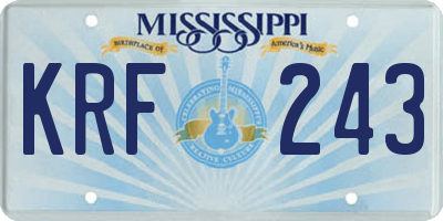 MS license plate KRF243