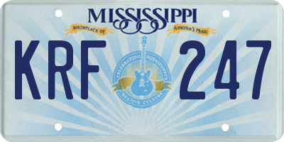 MS license plate KRF247