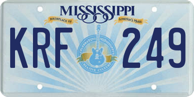 MS license plate KRF249