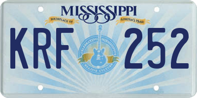 MS license plate KRF252