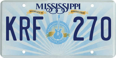 MS license plate KRF270