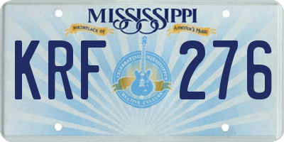 MS license plate KRF276