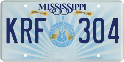 MS license plate KRF304