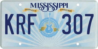 MS license plate KRF307