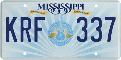 MS license plate KRF337