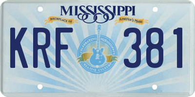 MS license plate KRF381