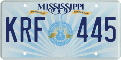 MS license plate KRF445