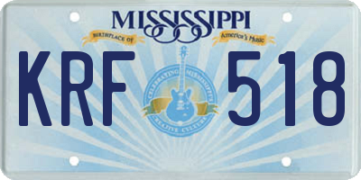 MS license plate KRF518