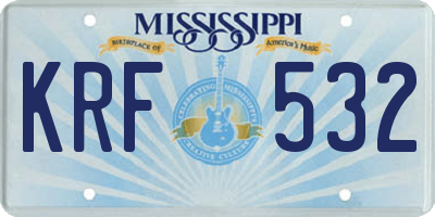 MS license plate KRF532