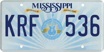 MS license plate KRF536
