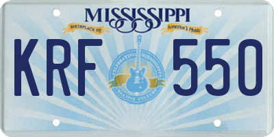 MS license plate KRF550