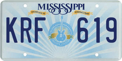 MS license plate KRF619