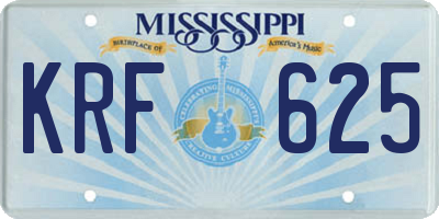 MS license plate KRF625