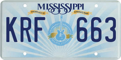 MS license plate KRF663