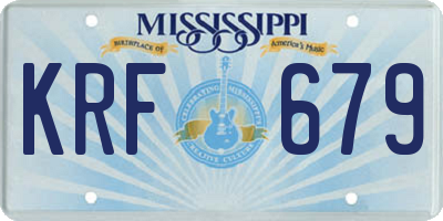 MS license plate KRF679