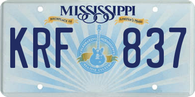 MS license plate KRF837