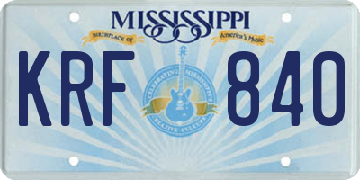 MS license plate KRF840