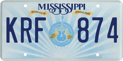 MS license plate KRF874