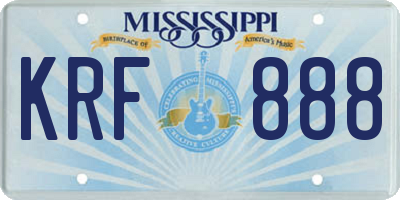 MS license plate KRF888