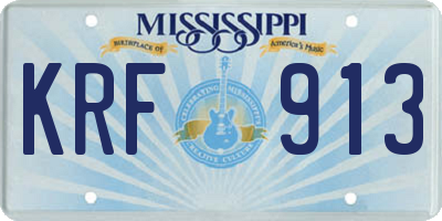 MS license plate KRF913