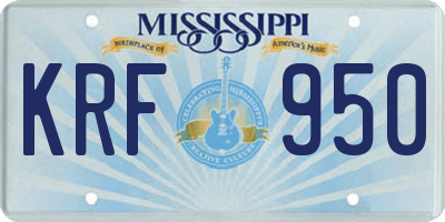 MS license plate KRF950