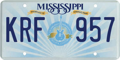 MS license plate KRF957