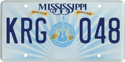MS license plate KRG048