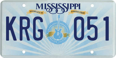 MS license plate KRG051