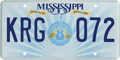 MS license plate KRG072