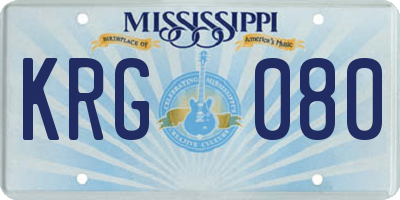 MS license plate KRG080