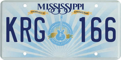 MS license plate KRG166