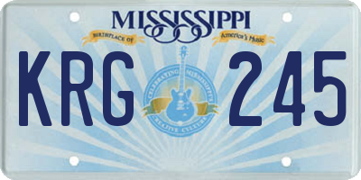 MS license plate KRG245