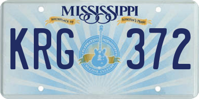 MS license plate KRG372