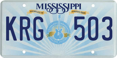 MS license plate KRG503