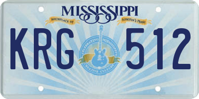 MS license plate KRG512