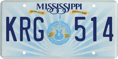 MS license plate KRG514