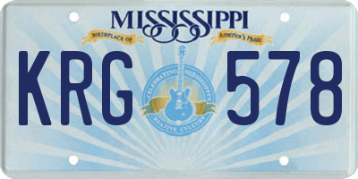 MS license plate KRG578