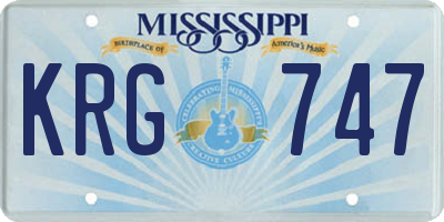 MS license plate KRG747