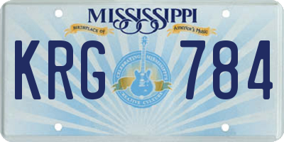 MS license plate KRG784