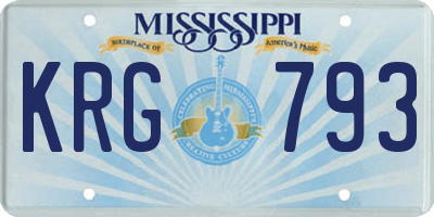MS license plate KRG793