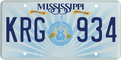 MS license plate KRG934