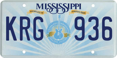 MS license plate KRG936