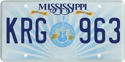 MS license plate KRG963